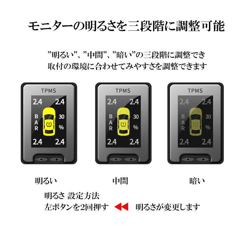 トヨタ車専用液晶モニター型タイヤ空気圧監視警報システムTPMS_7